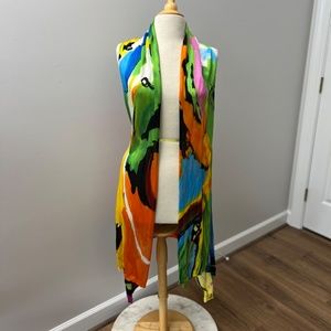 Adore Colorful Artsy Long Cardigan Vest Sz M